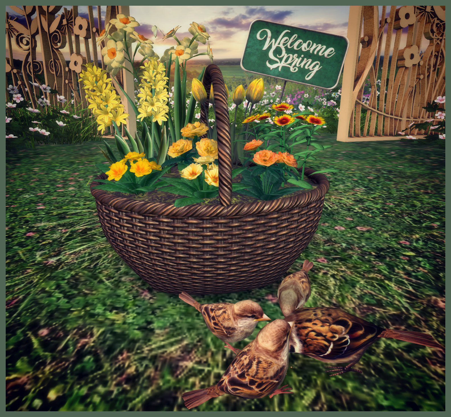 The Home Store Spring Flower Basket 50 DISCOUNT